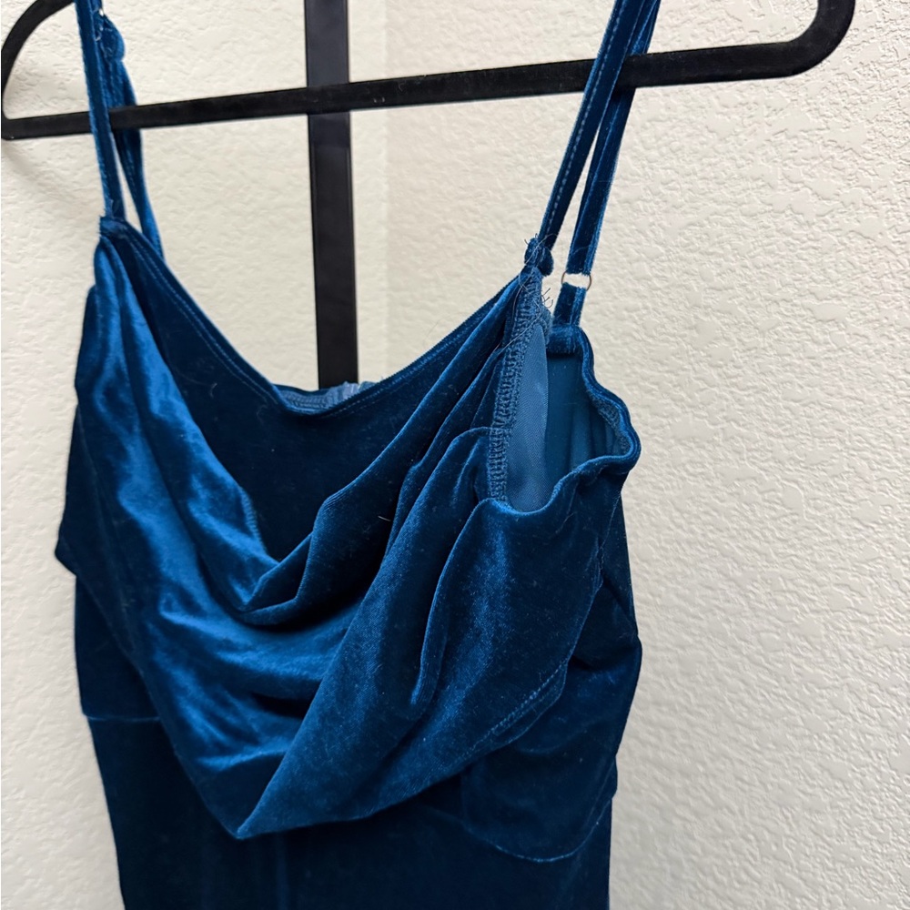 Cider Women’s Velvet Cowl-Neck Jumpsuit in Teal - Picture 5 of 6